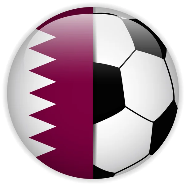 Drapeau du Qatar avec fond de ballon de football — Image vectorielle