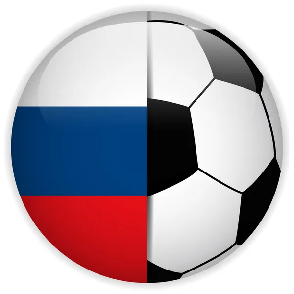 サッカー ボールの背景を持つロシアの旗 — ストックベクタ