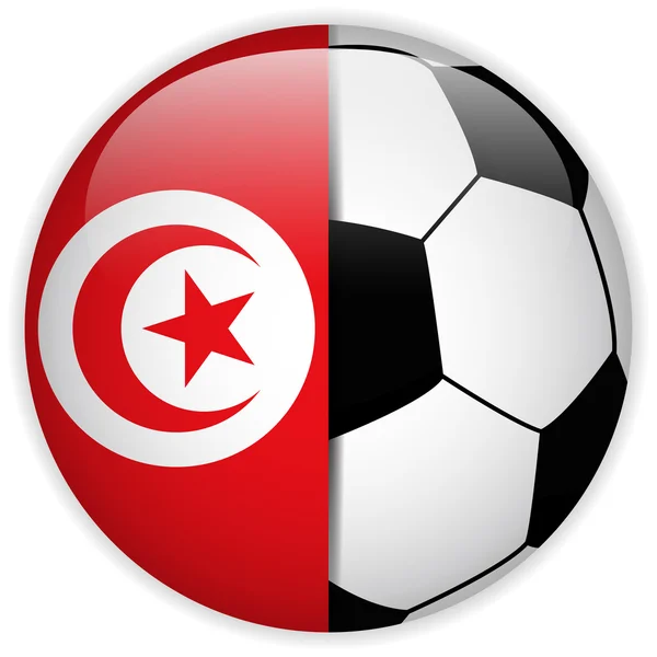 Bendera Tunisia dengan Latar Belakang Bola Sepak Bola - Stok Vektor