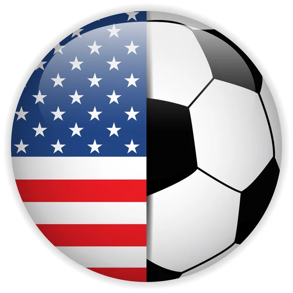 Drapeau des États-Unis avec fond de ballon de football — Image vectorielle