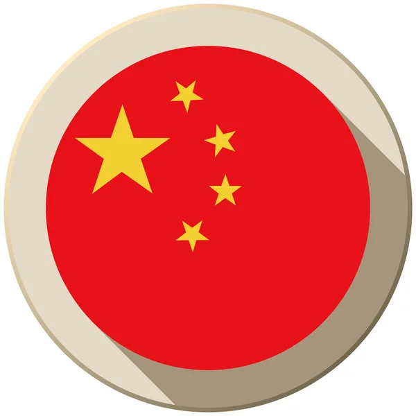 Icône de bouton de drapeau de Chine moderne — Image vectorielle