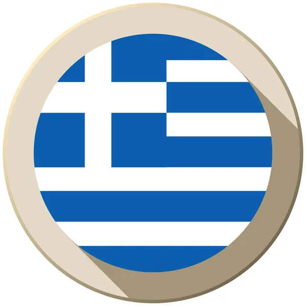 Greece Flag Button Icon Modern — Stock Vector