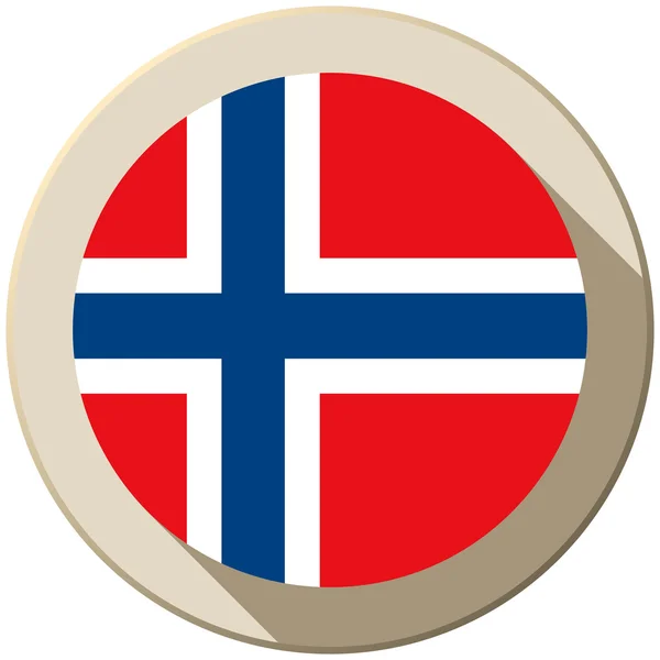 Norway Flag Button Icon Modern — Stock Vector