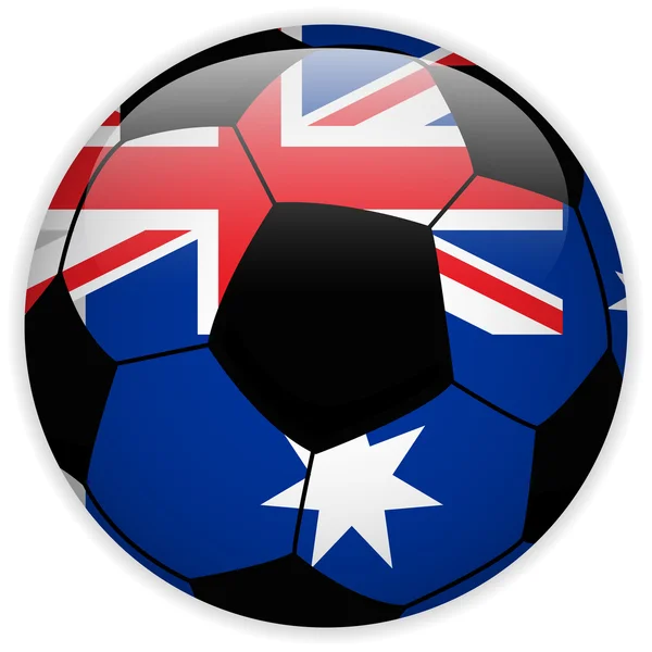 サッカー ボールの背景を持つオーストラリアの国旗 — ストックベクタ