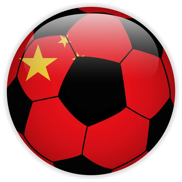 Bandera de China con fondo de pelota de fútbol — Vector de stock