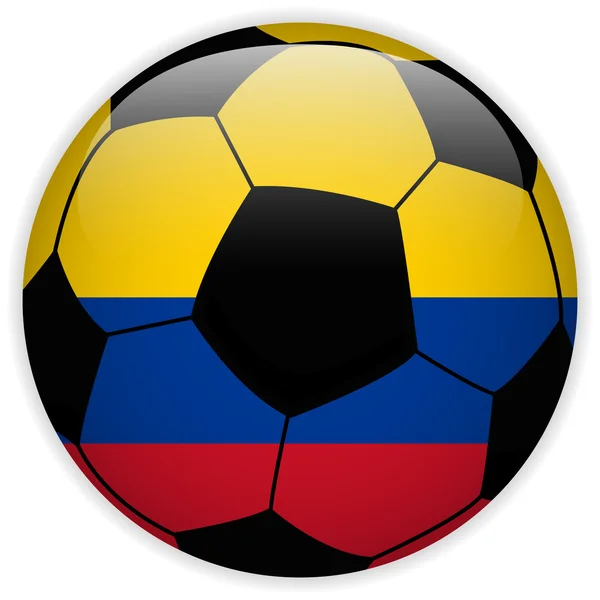 サッカー ボールの背景を持つコロンビアの国旗 — ストックベクタ