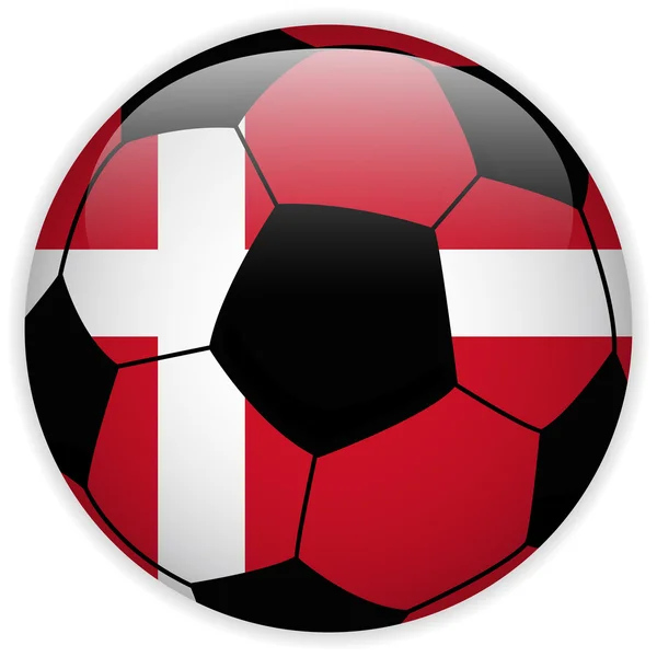 Drapeau du Danemark avec fond de ballon de football — Image vectorielle