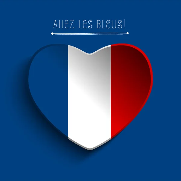 France Flag Heart Paper Sticker — Stock Vector