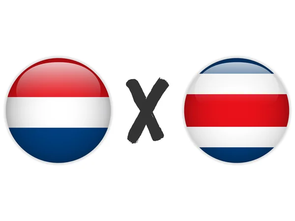 Netherlands versus Costa Rica Flag Soccer Game — Stock Vector