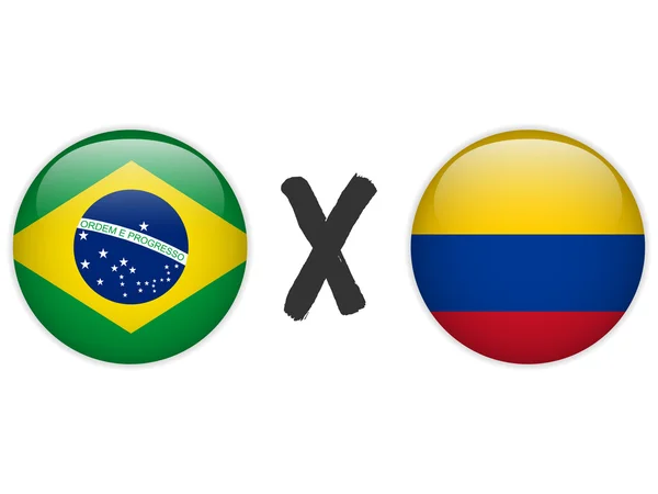 Brasilien gegen Kolumbien Flagge Fußball Spiel — Stockvektor