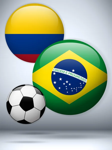 Brazil versus Colombia Flag Soccer Game — Stock Vector