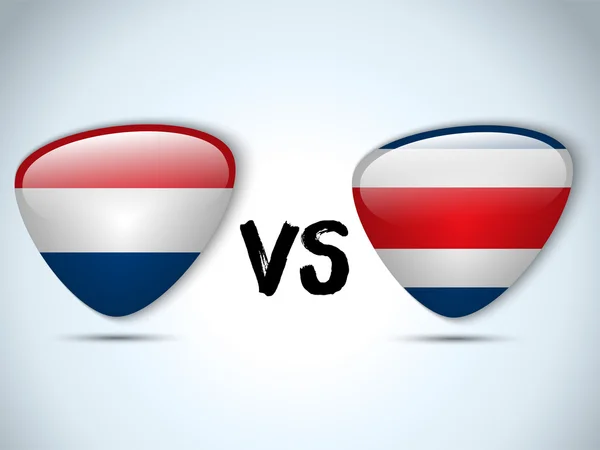 Netherlands versus Costa Rica Flag Soccer Game — Stock Vector