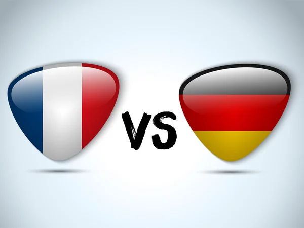 Alemania versus Francia Bandera Juego de Fútbol — Vector de stock