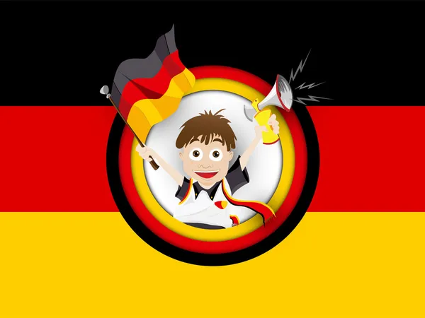 Γερμανία ποδόσφαιρο ανεμιστήρα σημαία κινουμένων σχεδίων — Διανυσματικό Αρχείο