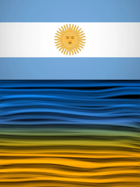 Argentina flagga våg gul vit blå bakgrund — Stock vektor