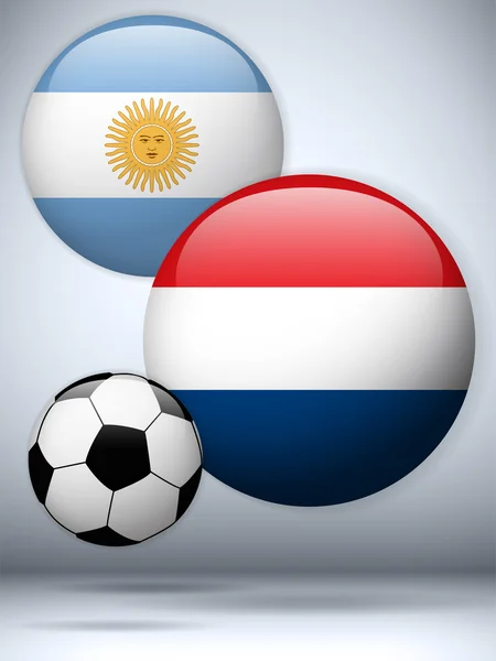 Argentyna w porównaniu do meczu piłki nożnej flaga Holandia — Wektor stockowy