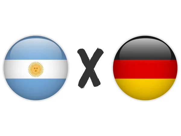 Argentina contra Alemania Bandera Juego de Fútbol — Vector de stock