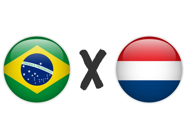 Olanda contro Brasile Bandiera Calcio — Vettoriale Stock