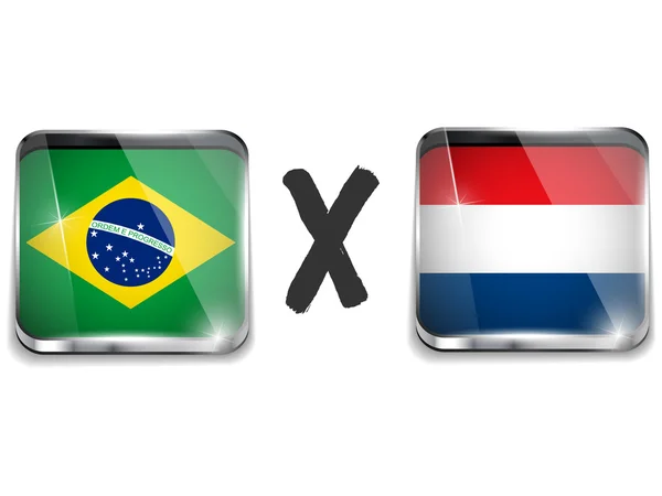 Holanda versus Brasil Bandera Juego de Fútbol — Vector de stock