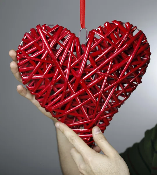 Met de hand gemaakt van rood hart — Stockfoto