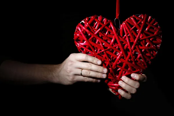 Met de hand gemaakt van rood hart — Stockfoto