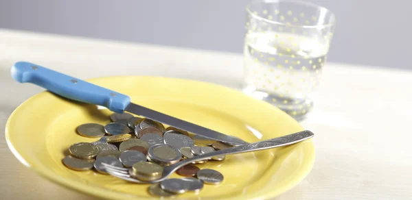 Euro coins in a plate — Stock Photo, Image