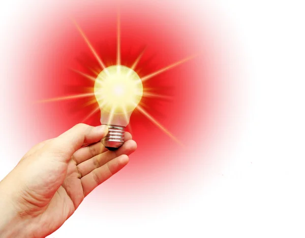 Background with lit lightbulb — Stock Photo, Image