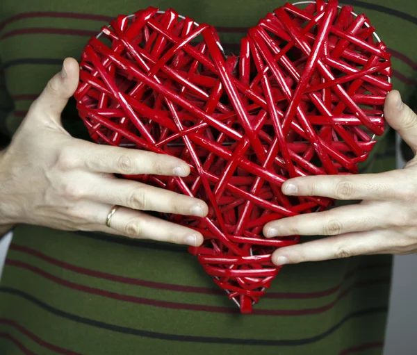 Fatto a mano cuore rosso — Foto Stock