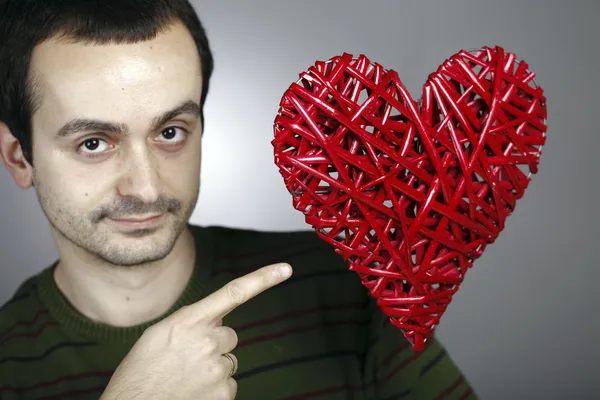 Hand made red heart — Stock Photo, Image