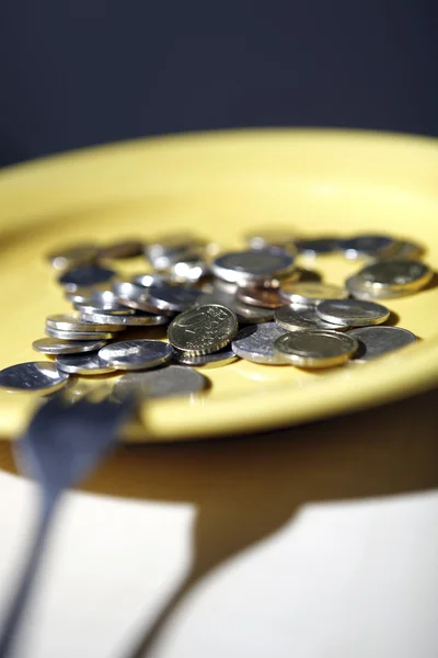 접시에 유로 동전 — 스톡 사진