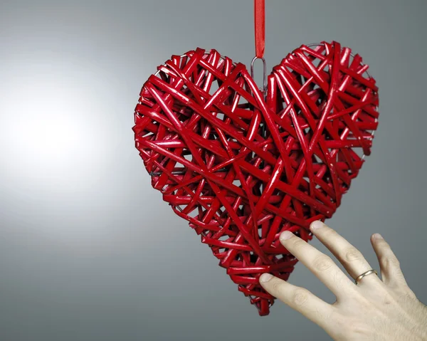 Hand made red heart — Stock Photo, Image