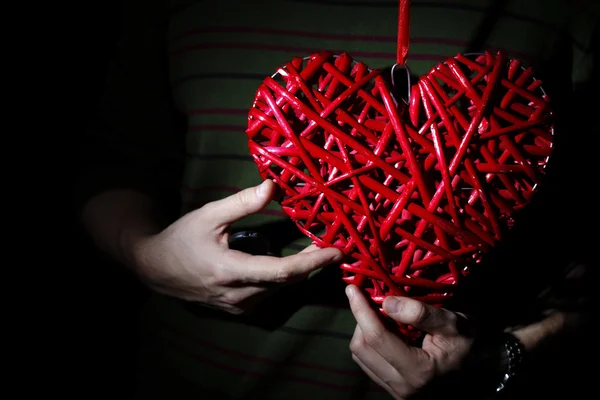 Fatto a mano cuore rosso — Foto Stock