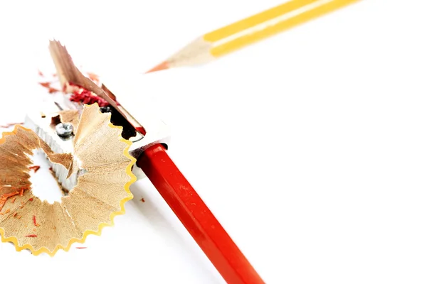 Pencils and sharpener — Stock Photo, Image