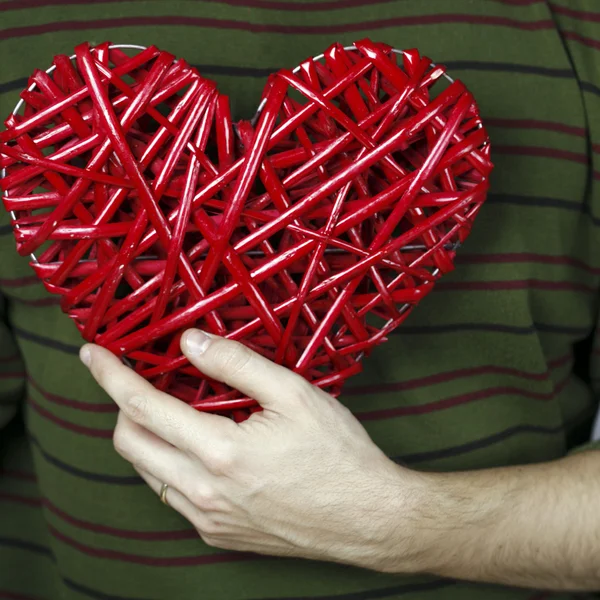 Fatto a mano cuore rosso — Foto Stock