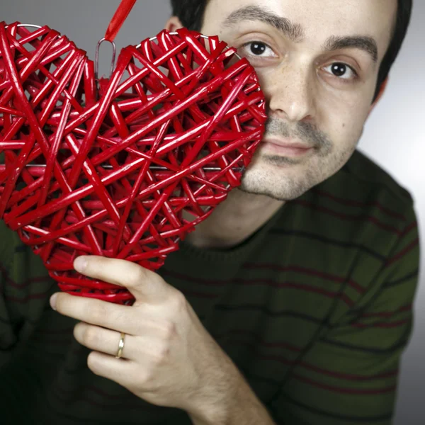 Fatto a mano cuore rosso — Foto Stock