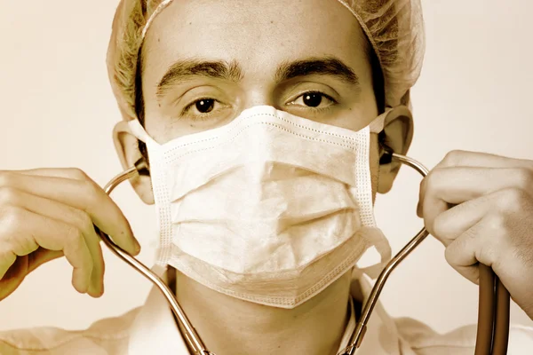 Portrait of a young doctor with stethoscope. — Stock Photo, Image