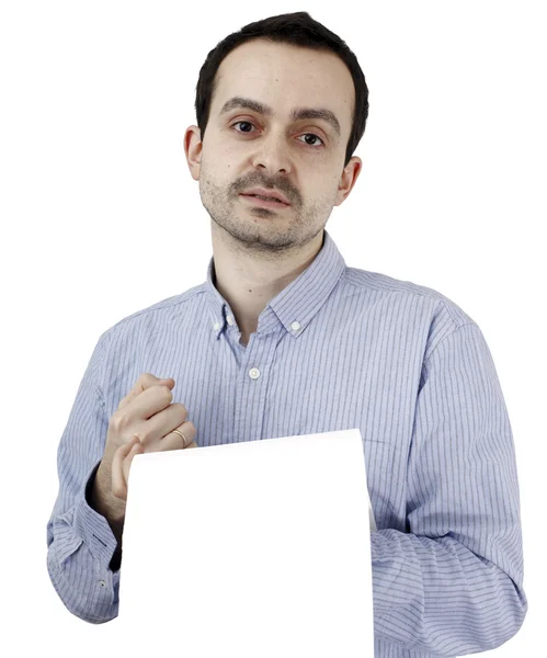 Homem segurando um papel — Fotografia de Stock