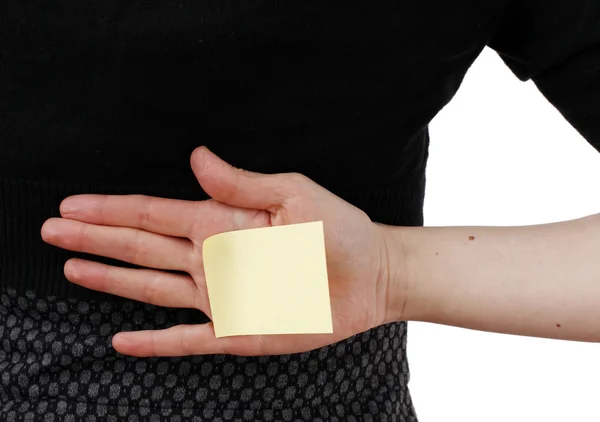 Woman and post it — Stock Photo, Image