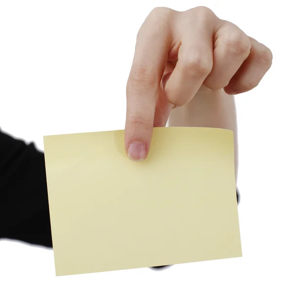Woman and post it — Stock Photo, Image