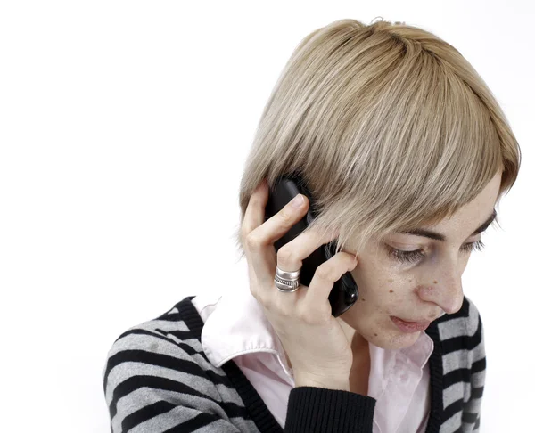 Femme parlant au téléphone — Photo