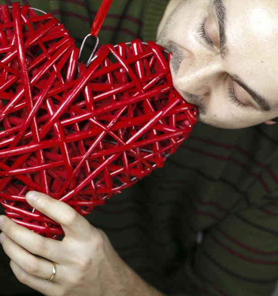 Hand made red heart — Stock Photo, Image