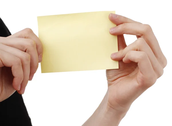 Woman and post it — Stock Photo, Image