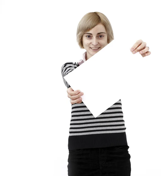 Γυναίκα που κρατά ένα χαρτί — Φωτογραφία Αρχείου