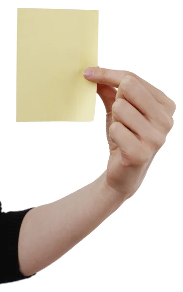 Woman and post it — Stock Photo, Image