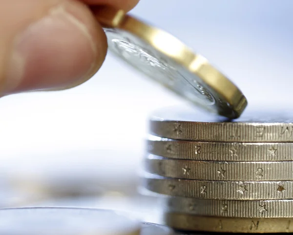 Towers of euro coins — Stock Photo, Image