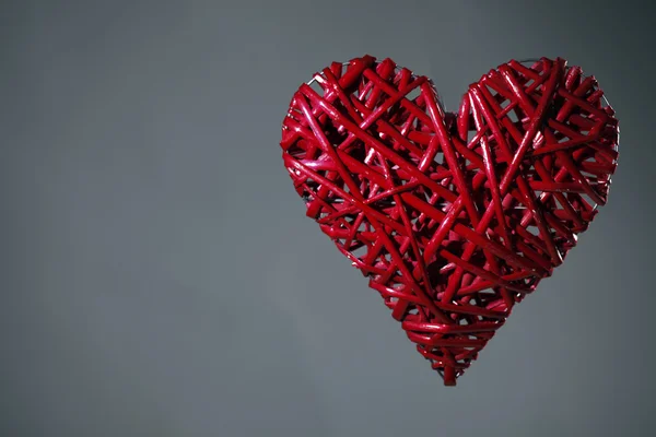 Ručně dělané červené srdce — Stock fotografie