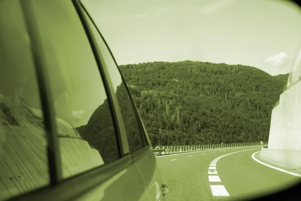 Car mirror reflection — Stock Photo, Image