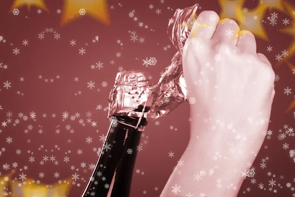 Öppna Champagneflaska — Stockfoto