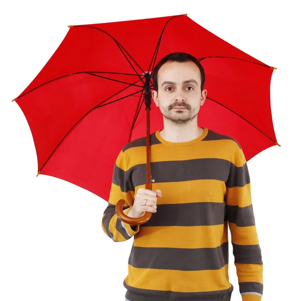 Uomo con ombrello — Foto Stock
