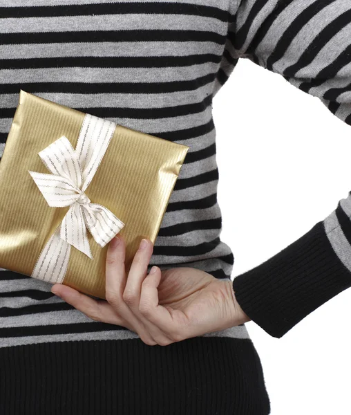 Young woman holding a present Stock Photo